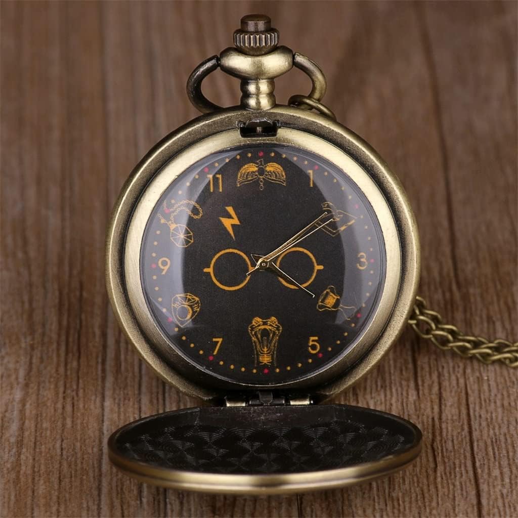 FDJFDJ Quartz steam punk pocket watch ladies men's necklace pendant with chain gift vintage leather bag watch : Clothing, Shoes & Jewelry