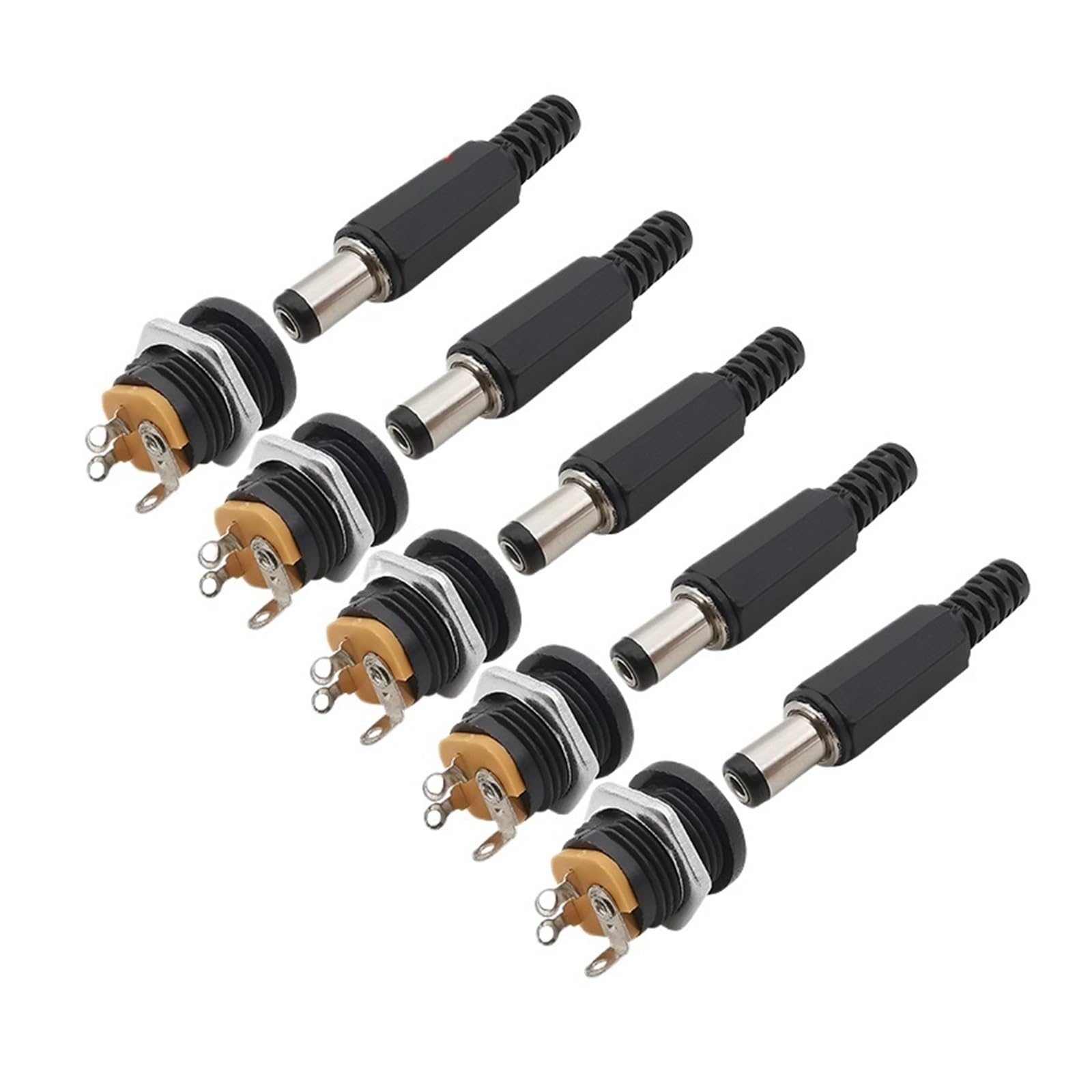 10 pezzi Connettori CC 5,5x2,1 mm 3,5x1,3 mm Spina di alimentazione CC Maschio Femmina Presa Jack Dado Montaggio a pannello Connettore adattatore di alimentazione CC 5,5 * 2,1(Type J 5Pair)