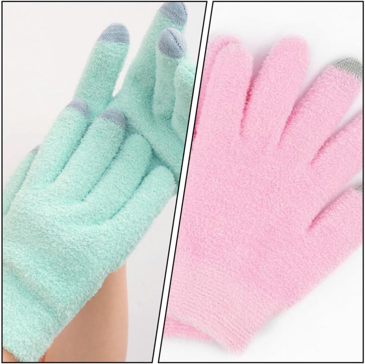 2pairs Touchscreen Compatible Moisturizing Gloves with Plume Yarn