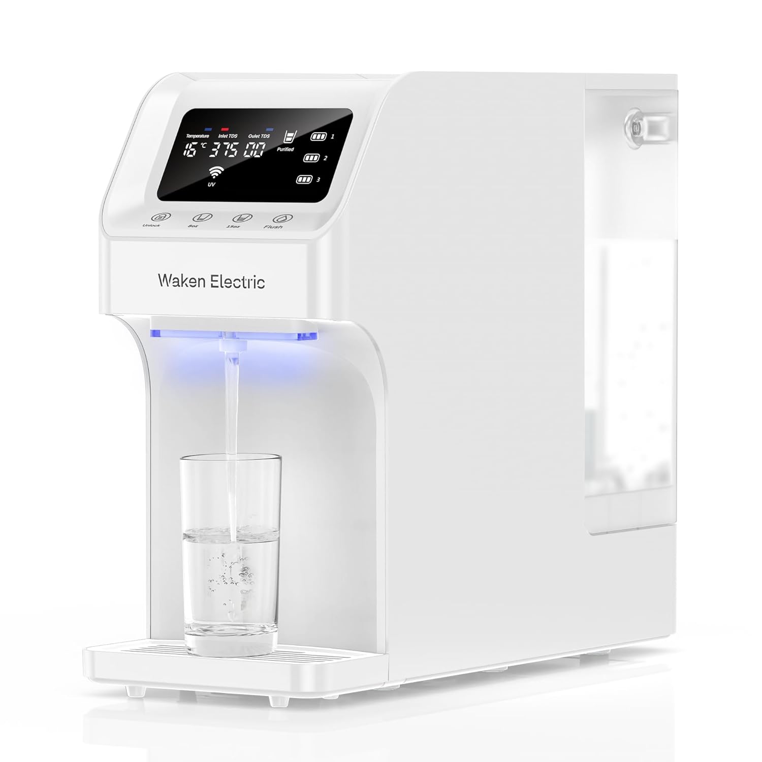 Waken Electric C11S Reverse Osmosis Water Filtration System Countertop 200oz Water Tank 4:1 Pure to Drain 8 Stage RO Filter No Installation for Home Apartment Condo RV