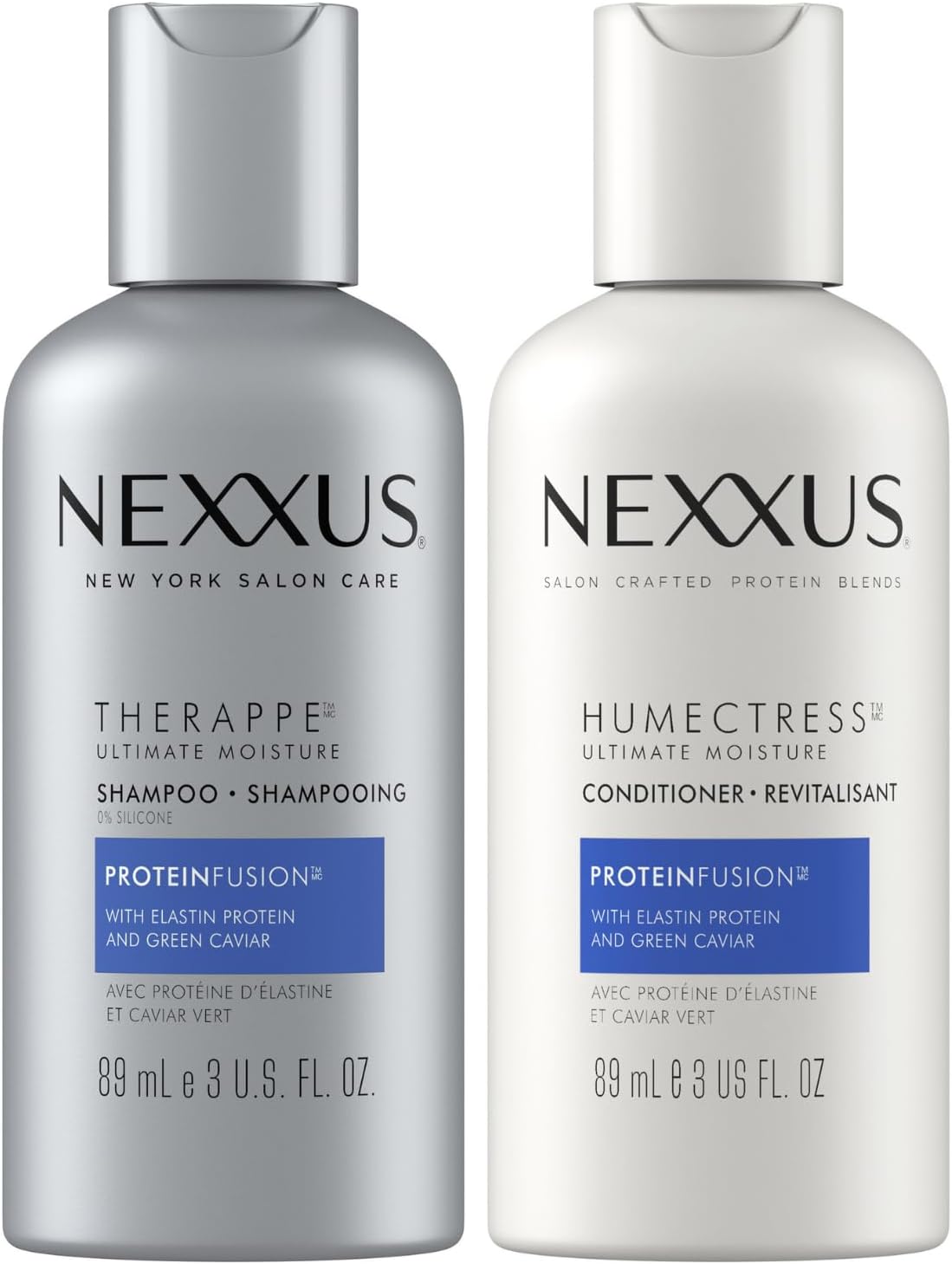 Therappe Shampoo and Humectress Conditioner, Travel-Size – Ultimate Moisture for Dry Hair with Elastin Protein and Green Caviar, 3 Oz Ea