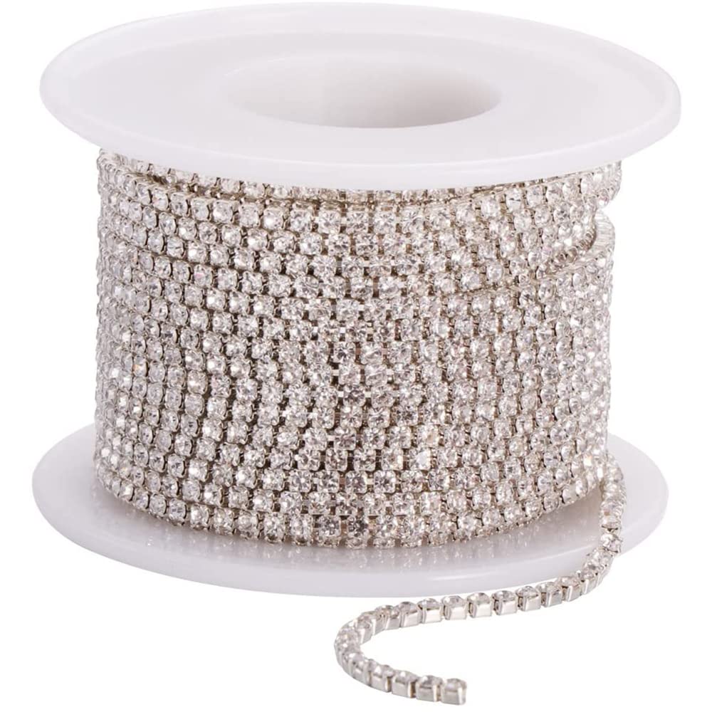 CENPEK 5 Yard Crystal Rhinestone Chain for Crafts Fringe Trim Diamond Jewellery Making Craft (Crystal AB)