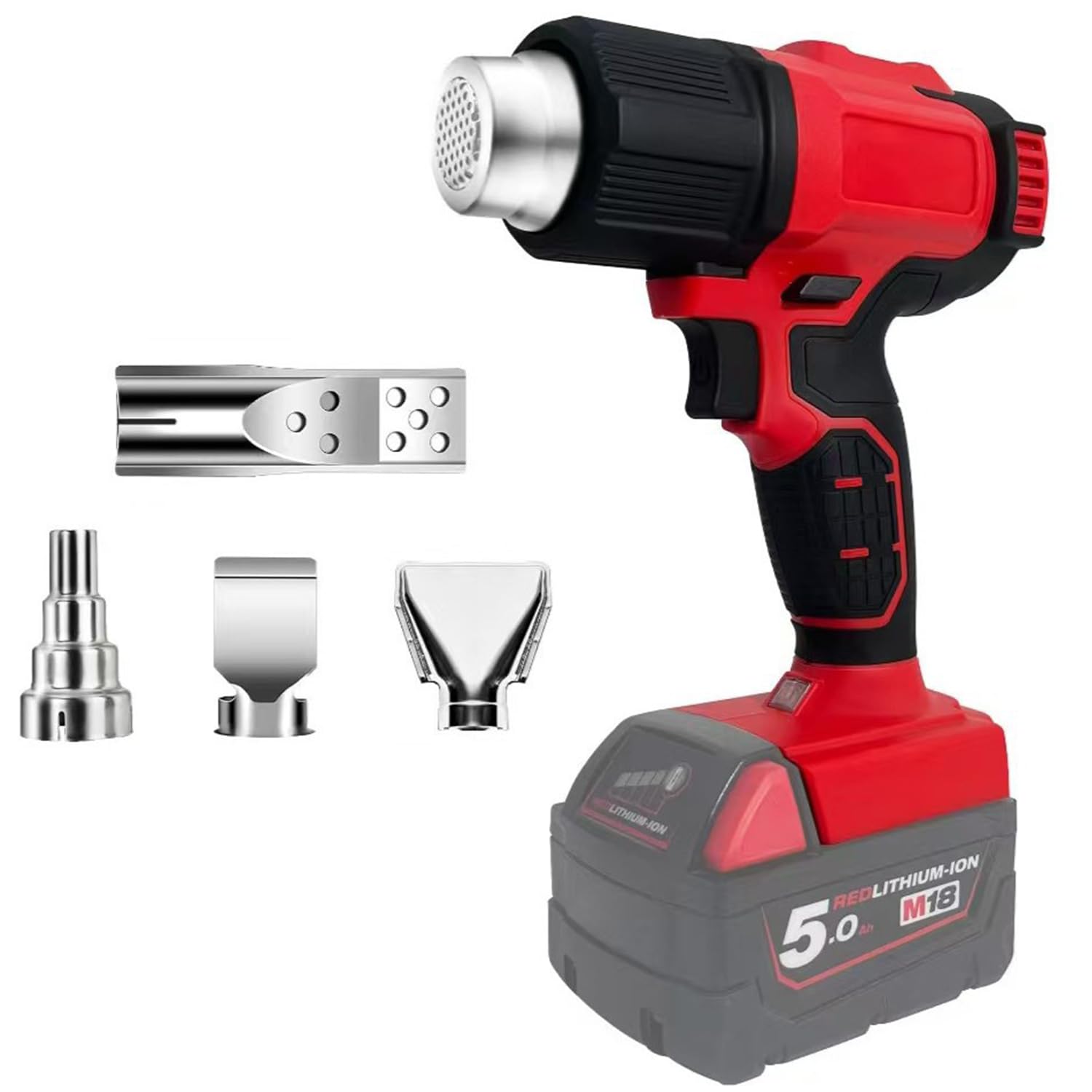 Pistolet thermique sans fil pour batterie Milwaukee 18V avec 5 buses interchangeables 400W