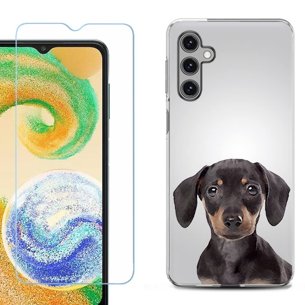 One Tough shield Slim Fit Shockproof Phone Case Compatible with Samsung Galaxy A16 5G, with Tempered Glass Screen Protector - Dachshund Face