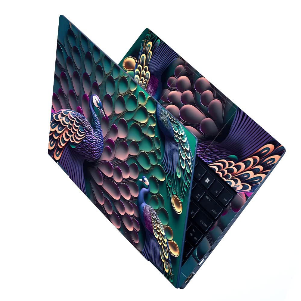 UV Printed Coated Full Body Laptop Skin/Sticker/CoverPoster Compatible for 15.6 inches Laptop No Residue, Bubble Free - UV_Embossed Peacock Blue Green (B0BX92CHYC) Amazon Price History, Amazon Price Tracker