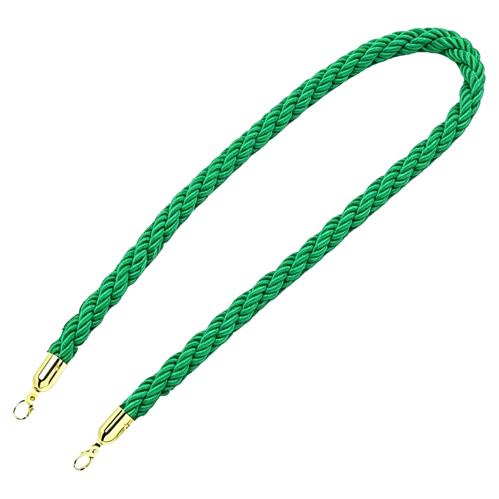 ZJKXJH Twisted Crowd Control Cord, Queue Separation Barrier Line with Gold Hooks, Stanchion Ropes for Hotel Bank Guard Booth, Customizable Length(Green,59in/1.5m)