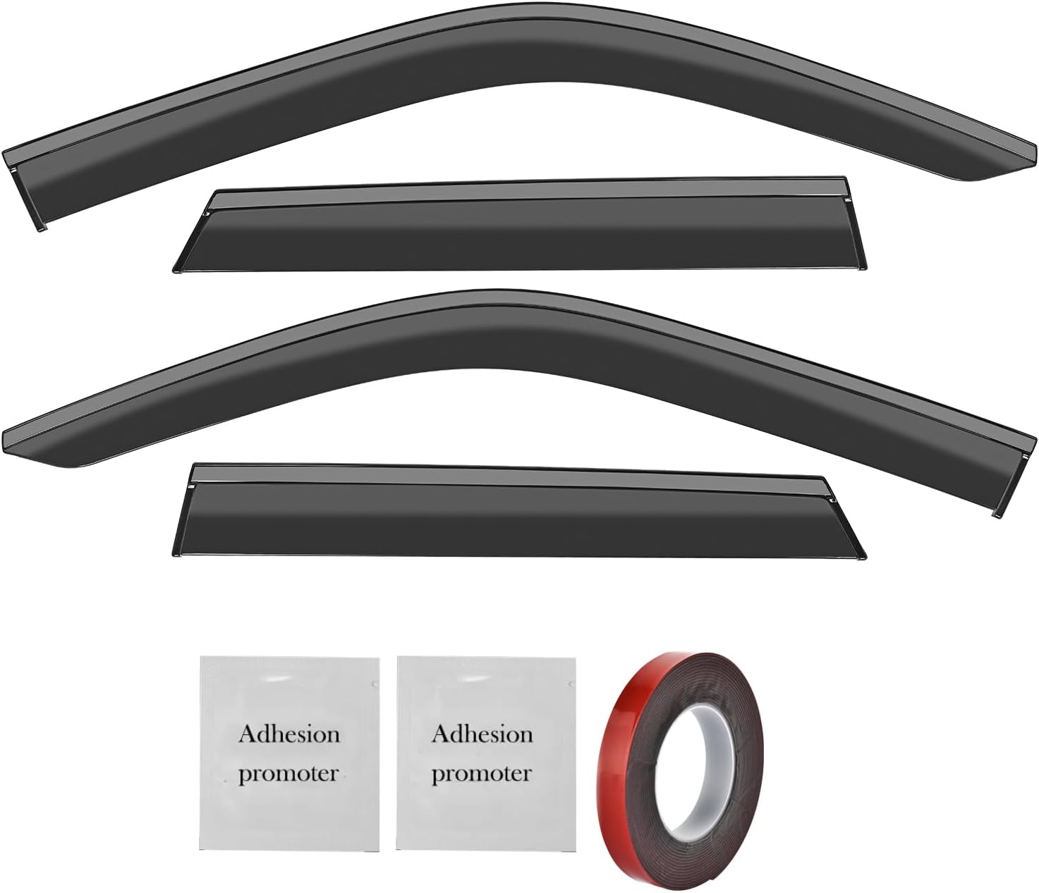 vesul compatible with ford bronco sport 2021-2025 rain guards wind deflectors anti-rain window visors with tape 304 stainless steel trim–noise reduction&all-weather protection outside channel for bronco sport 2021-2025