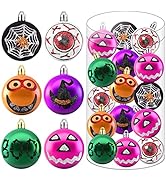 Kalolary 24pcs Halloween Ball Ornament, 2.36 Inch Halloween Hanging Naughty Decorations Halloween...