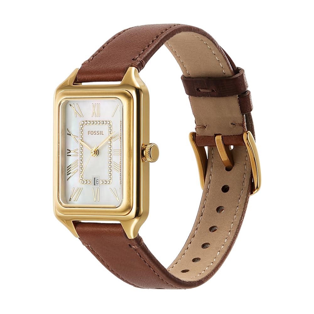 Fossil Raquel Watch for Women, Quartz Three Hand Movement with Leather Strap