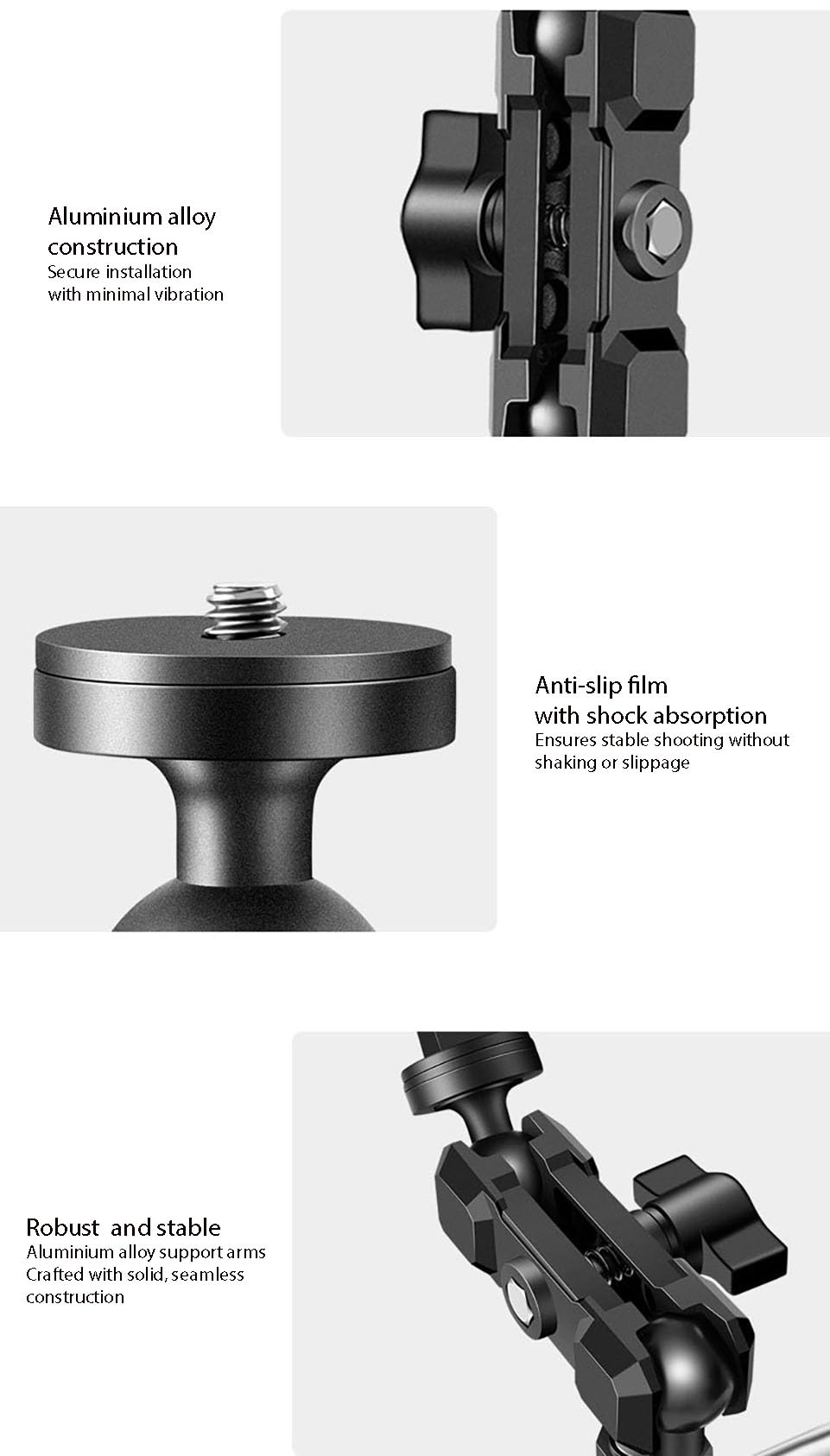 Soporte de manillar de motocicleta con rotación de 360 grados para cámara de acción, aleación de aluminio con rótula, abrazadera universal para cámara de bicicleta