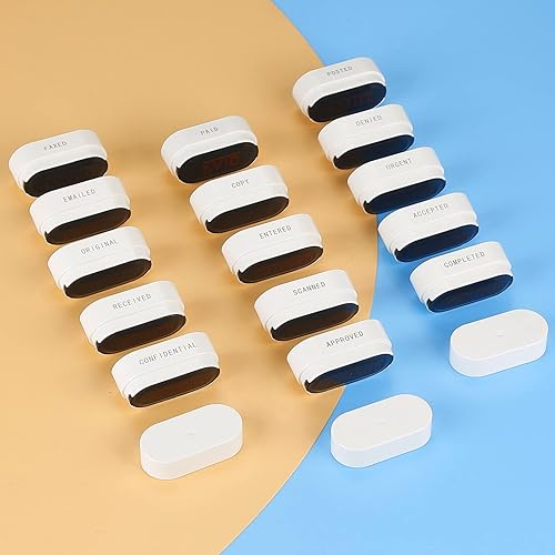 Miniatura 3 de Juego de Sellos de Oficina 5 en 1 - Sello de Goma Pre-entintado Aceptado, Completado, Urgente, Enviado, Denegado, Tamaño de Impresión de Tinta Roja