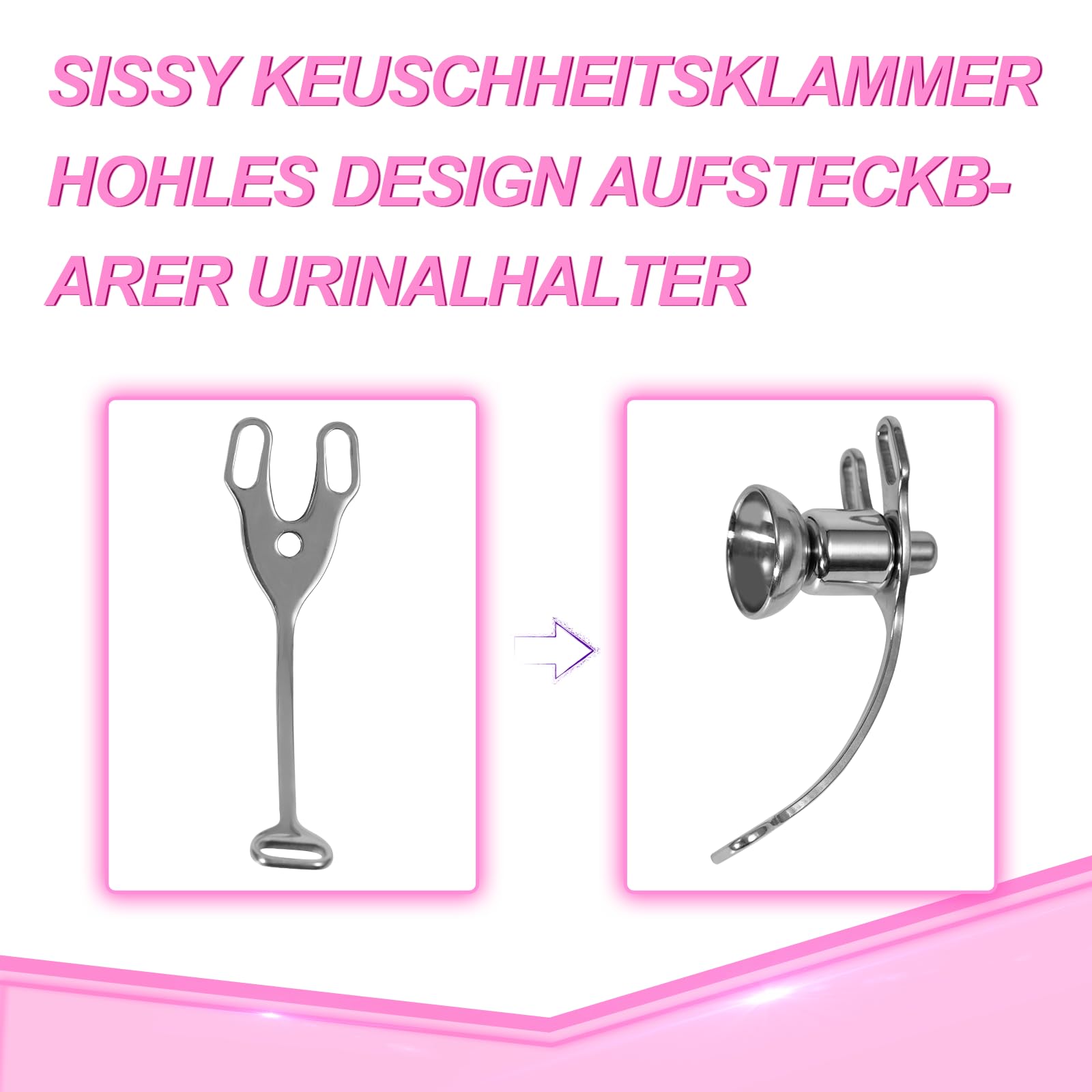 Cage de chasteté hommes avec anti-chute Chastity Belt Sissy Fake femme cage à pénis pliage inversé Cock Cage Clip Homme Grand jouet sexuel SM pour les hommes (3234+Belt,Pink)