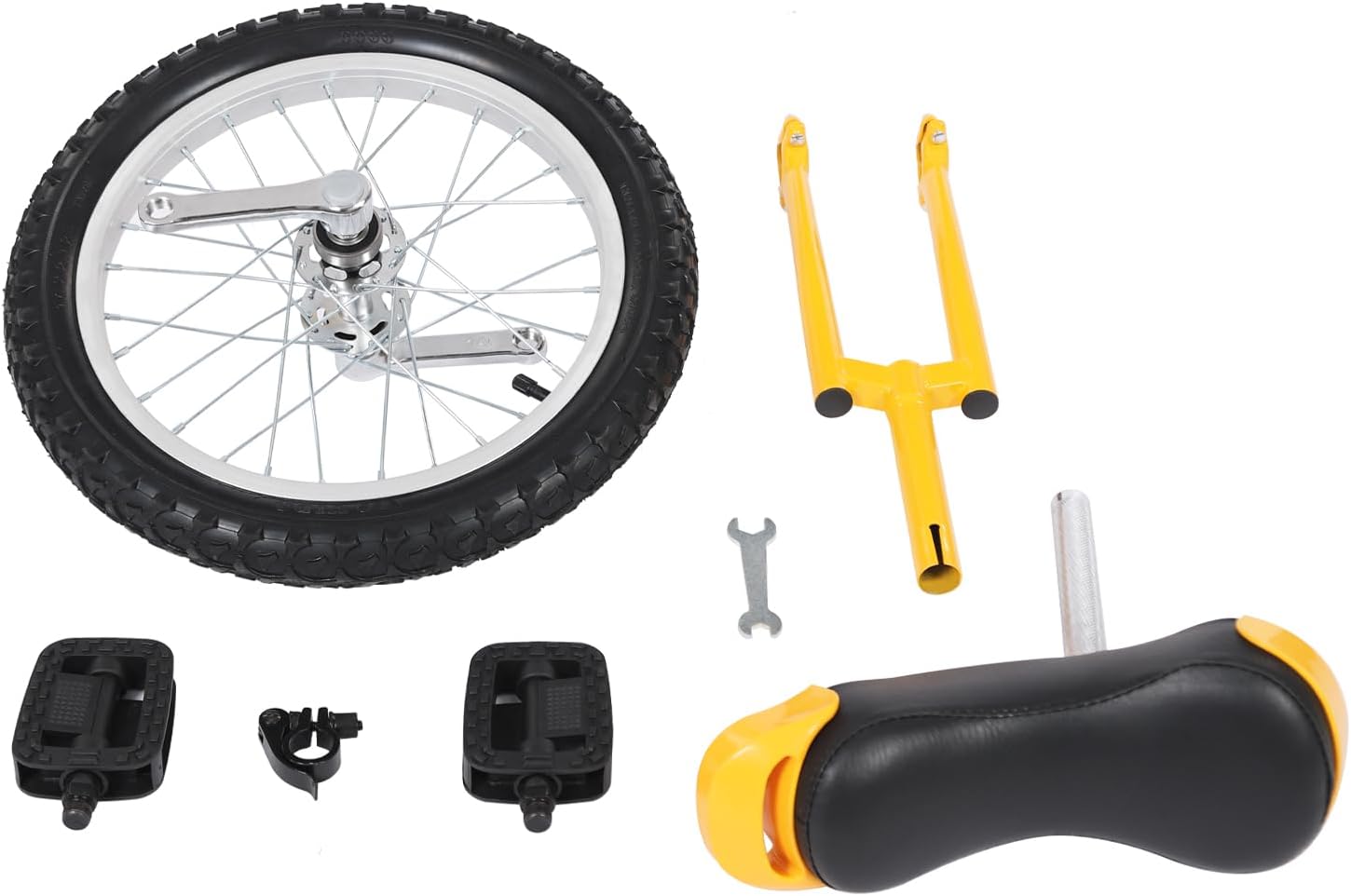 16'' Wheel Unicycle, Height Adjustable Outdoor Unicycle, One Wheel Bike with Handles, Training Balance One Wheel Bike for Adults, Daily Fitness Exercise for Office Workers, Students, Cycling (Yellow)