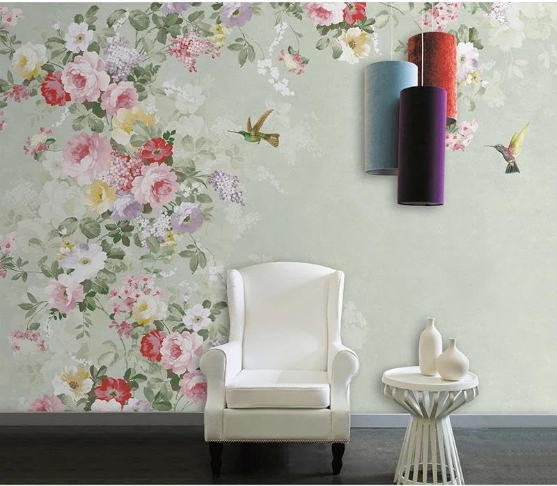 Papier peint mural 3D fleurs fraîches pour rénover un mur de salon - 4