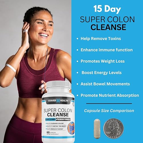Miniatura 3 de Super Colon Cleanse - Limpieza de 15 días, píldoras de limpieza de colon, limpiador y desintoxicación de colon, cáscara de psyllium