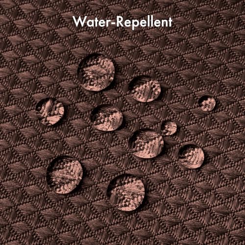 Image of AmazerBath Brown Shower Curtain Waffle Textured, Fabric Shower Curtain Thick Heavy Duty 240GSM Hotel Quality Bathroom Shower Curtains, 72 x 72 Inches