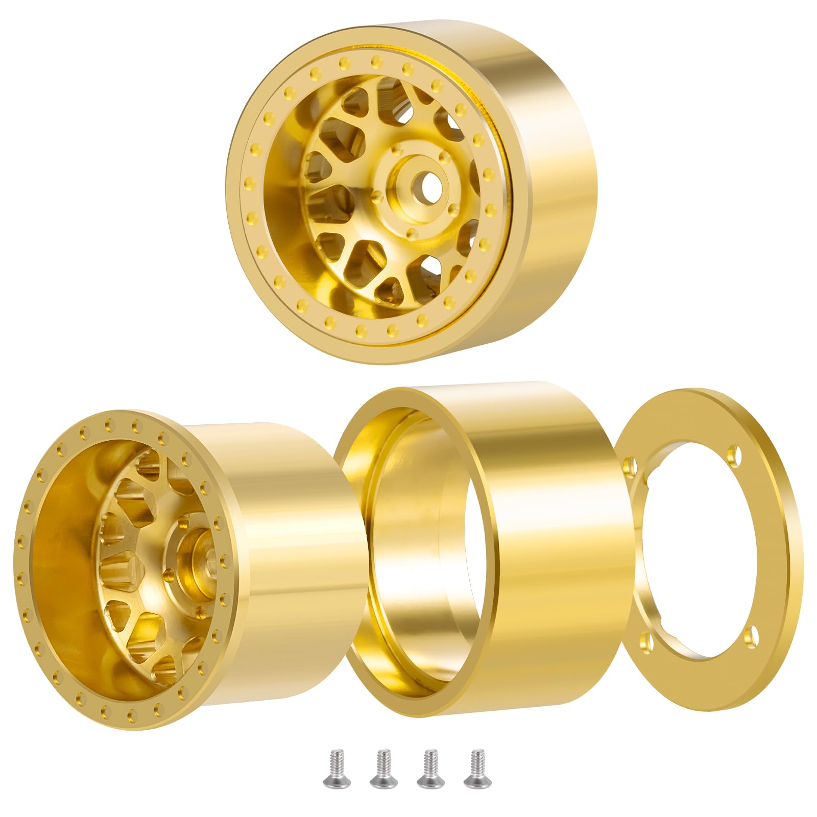 Beadlock - Set di 4 cerchi in ottone per Axial SCX24 TRX4M FCX24 Redcat Ascent 18 1/24 1/18 RC Crawler Car Upgrade Parts