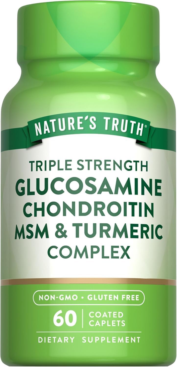 Nature's Truth Triple Strength Glucosamine Chondroitin MSM Complex Dietary Supplement - 60 Coated Caplets, Pack of 6