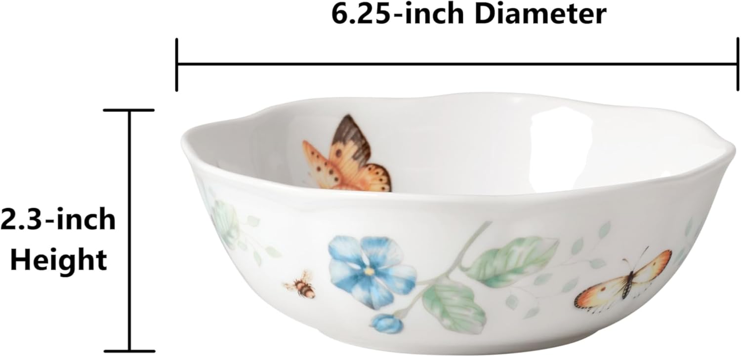 Lenox 806735 Butterfly Meadow All-Purpose Bowl, 1-Piece, 6.25' L x 6.25' W x 2.3' H, 20-Fl oz, Service For 1