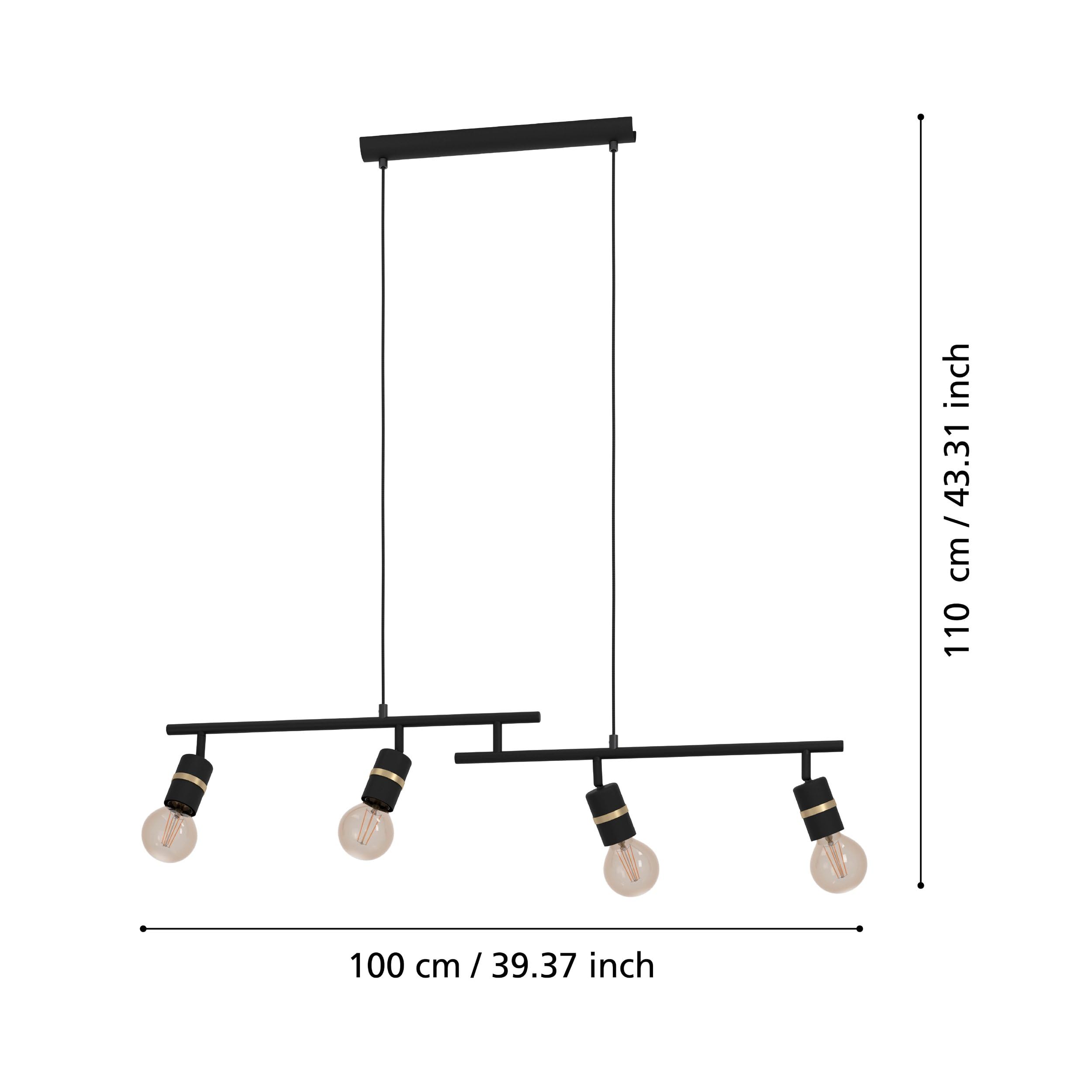 Eglo Pendant Lighting Lurone, Ceiling Light Fitting with 4 Adjustable Spots - Image 3