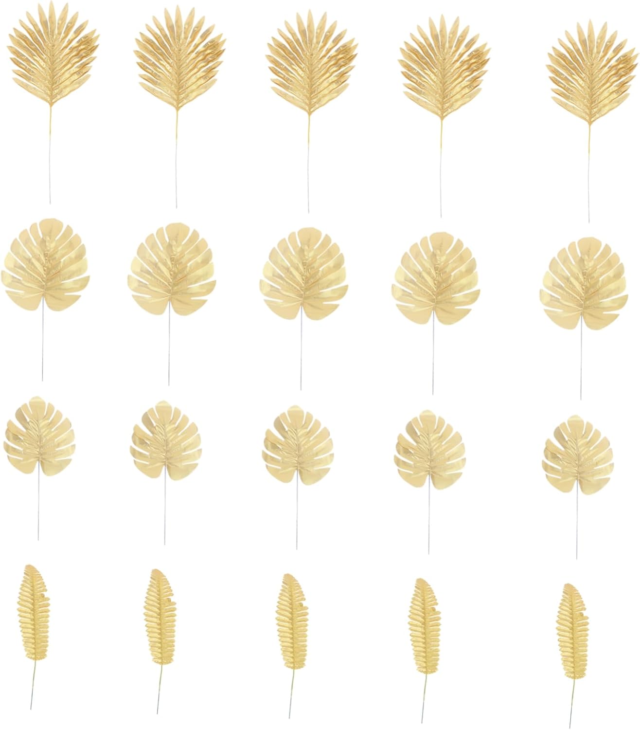 20Pcs Golden Artificial Leaves Picks for Wedding Home Decor DIY Flower Bouquets Decorative Floral Ornament Detail for Romantic Atmosphere