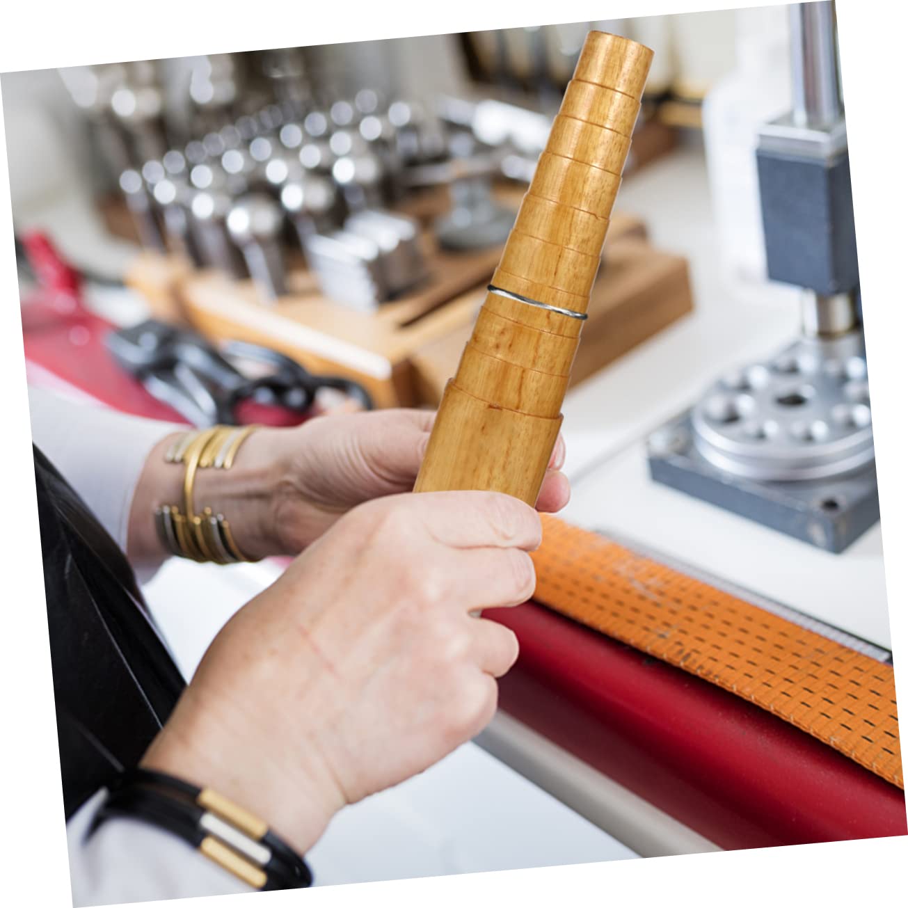 IWOWHERO DIY Mandrel Bracelet Sizing Tool Wood Bangle Mandrel for Jewelry Making