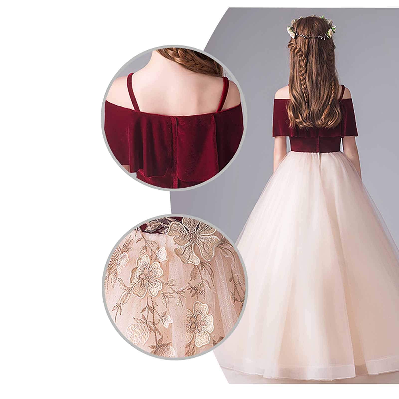 Vestidos para niñas Disfraces Vestido de princesa Vestido de novia de cumpleaños Pettiskirt Disfraz de piano Vino rojo Vestido de noche para niños Fiesta de noche para niños (Color: Rojo Tamaño: 150