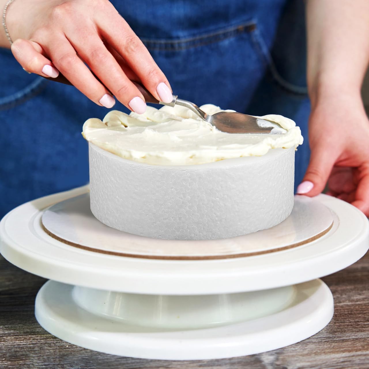 3Pcs Round Foam Cake Dummies 5.90 Inch Lightweight DIY Cake Models for Decorating Practice Wedding Birthday Party Props Reusable Molds