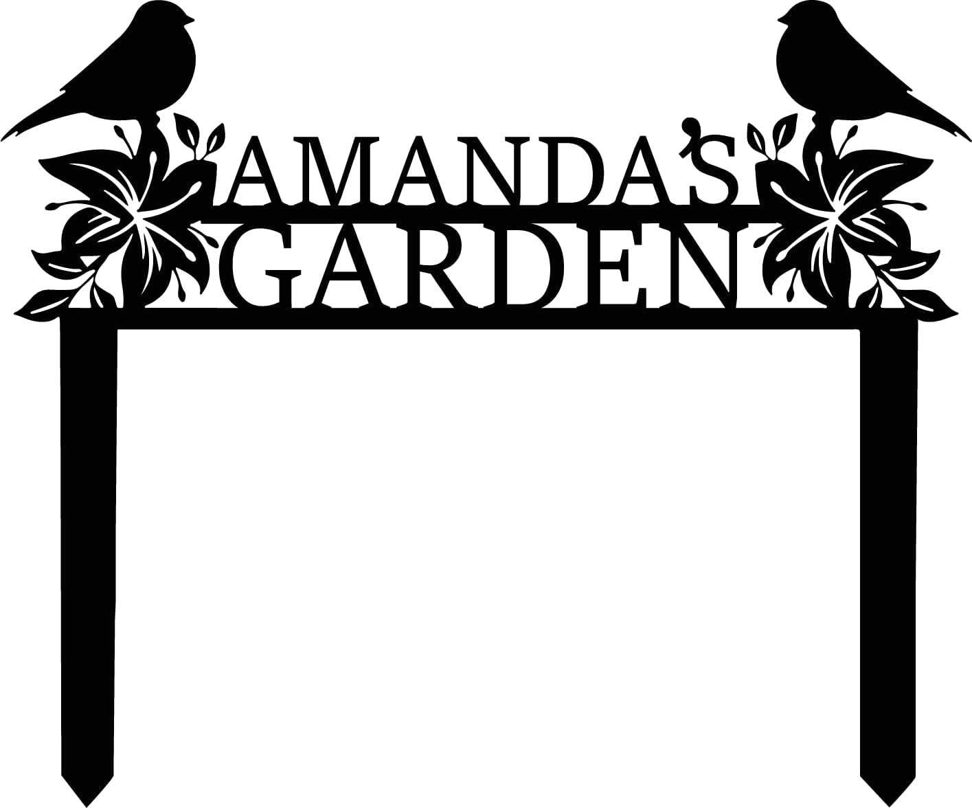 Personalized Garden Sign with Stake, Custom Metal Garden Name Sign with Flowers and Birds, Flower Yard Family Name Art for Outdoor, Farmhouse Decoration, Housewarming Gift