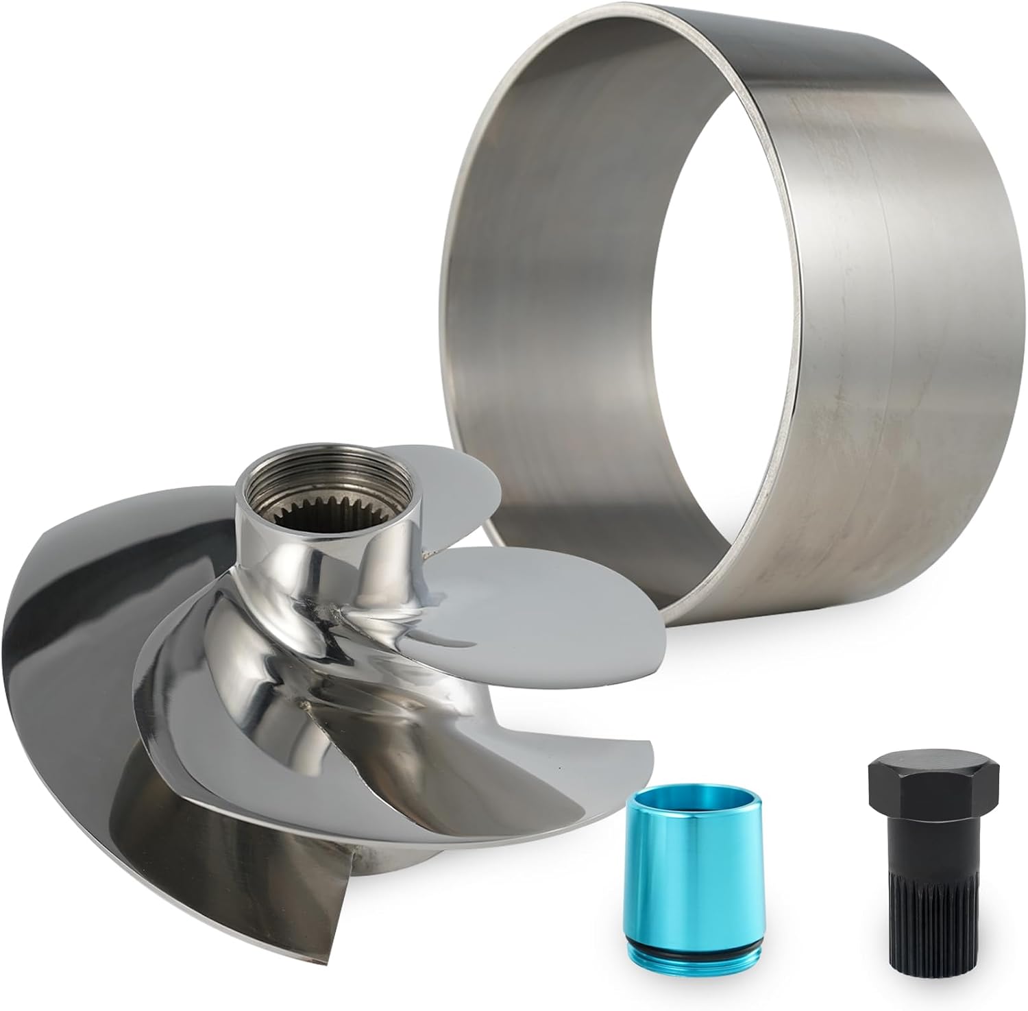 Jet Ski Impeller Kit 267000957,fit SeaDoo GTR 230 GTR-X 230,161mm 4-Blade Polished Impeller with Wear Ring,Wrench and Seal