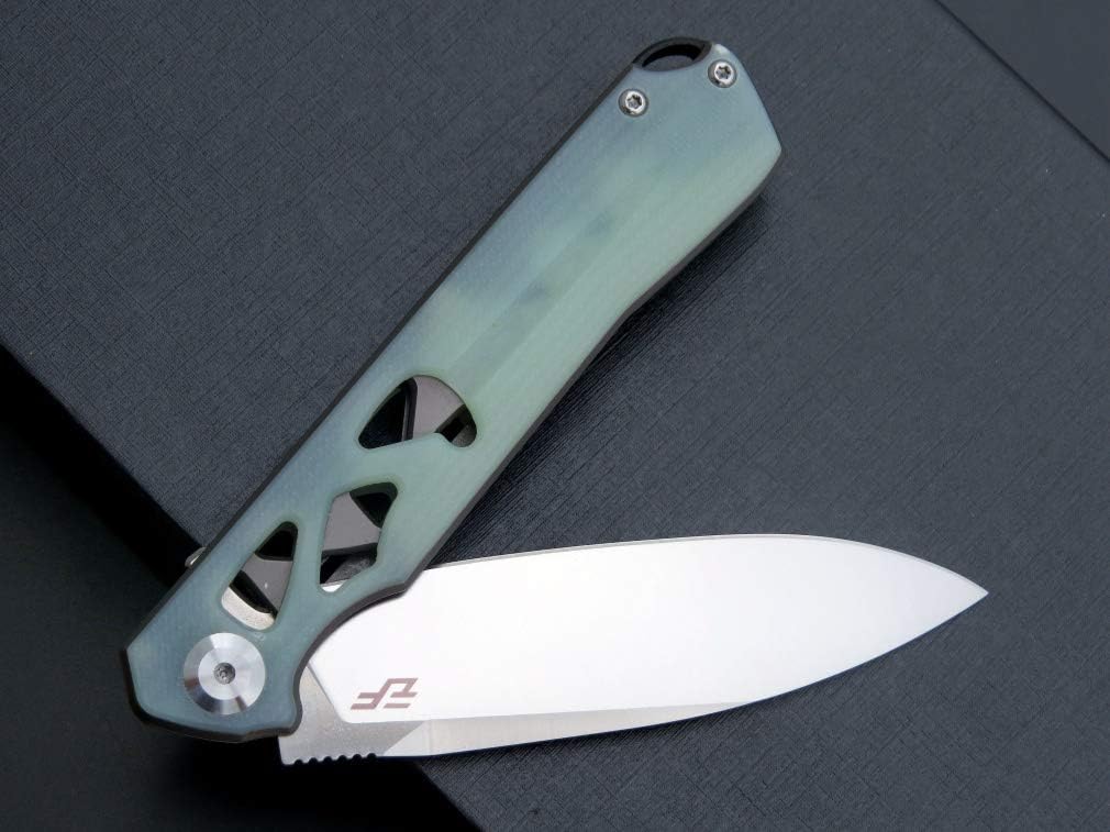 Eafengrow EF959 Pocket Folding Knife D2 Steel Blade G10 Handle EDC Knife Liner Lock Ball Bearing Tactical Pocket Knife Flipper Knife for Camping Tactical Hiking Survival Outdoor(Jade)
