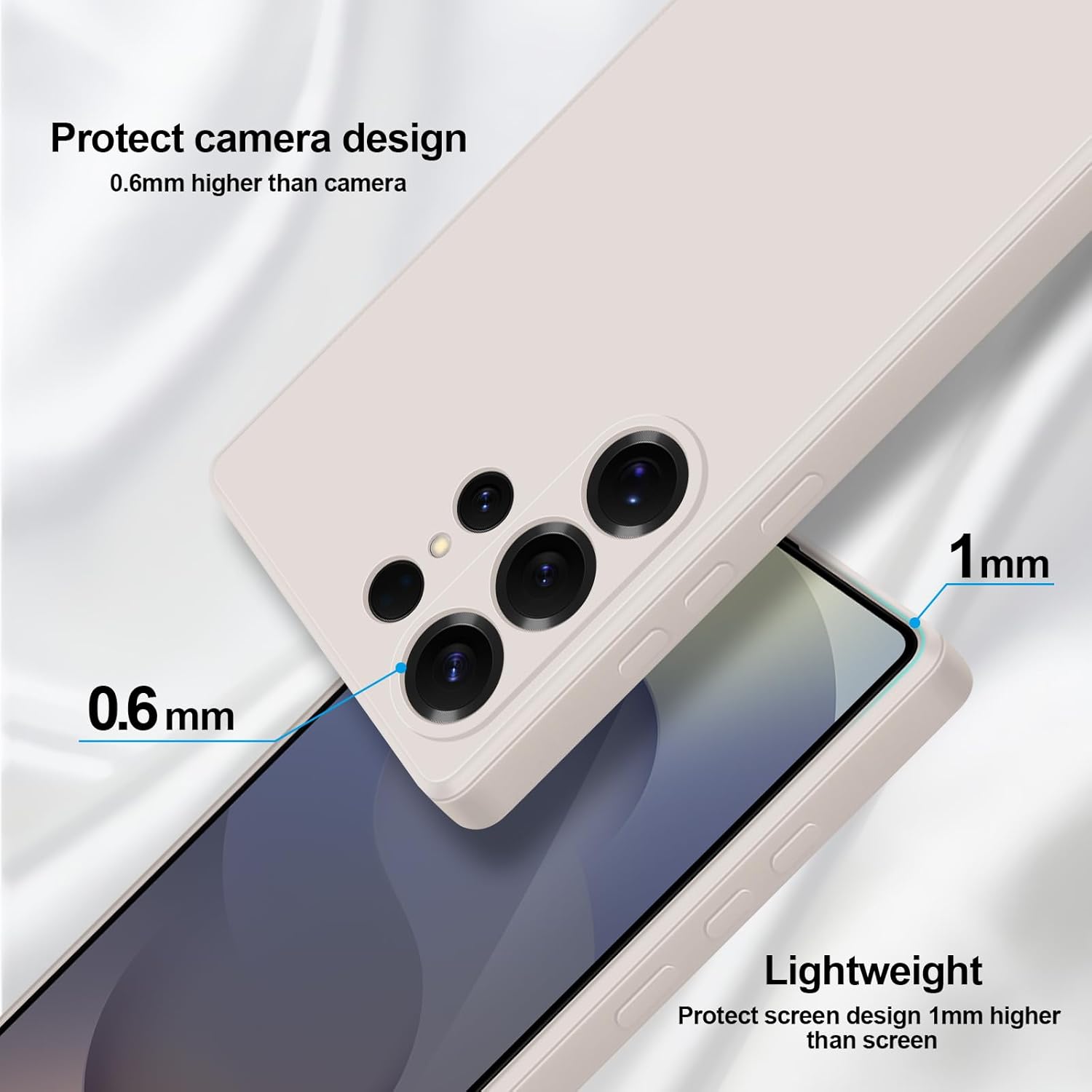 GiiYoon Silicone Case Compatible with Samsung Galaxy S25 Ultra, Full Body Silky Soft Touch Phone Case with Camera Protection, Shockproof Cover with Microfiber Lining, Off White - Image 5