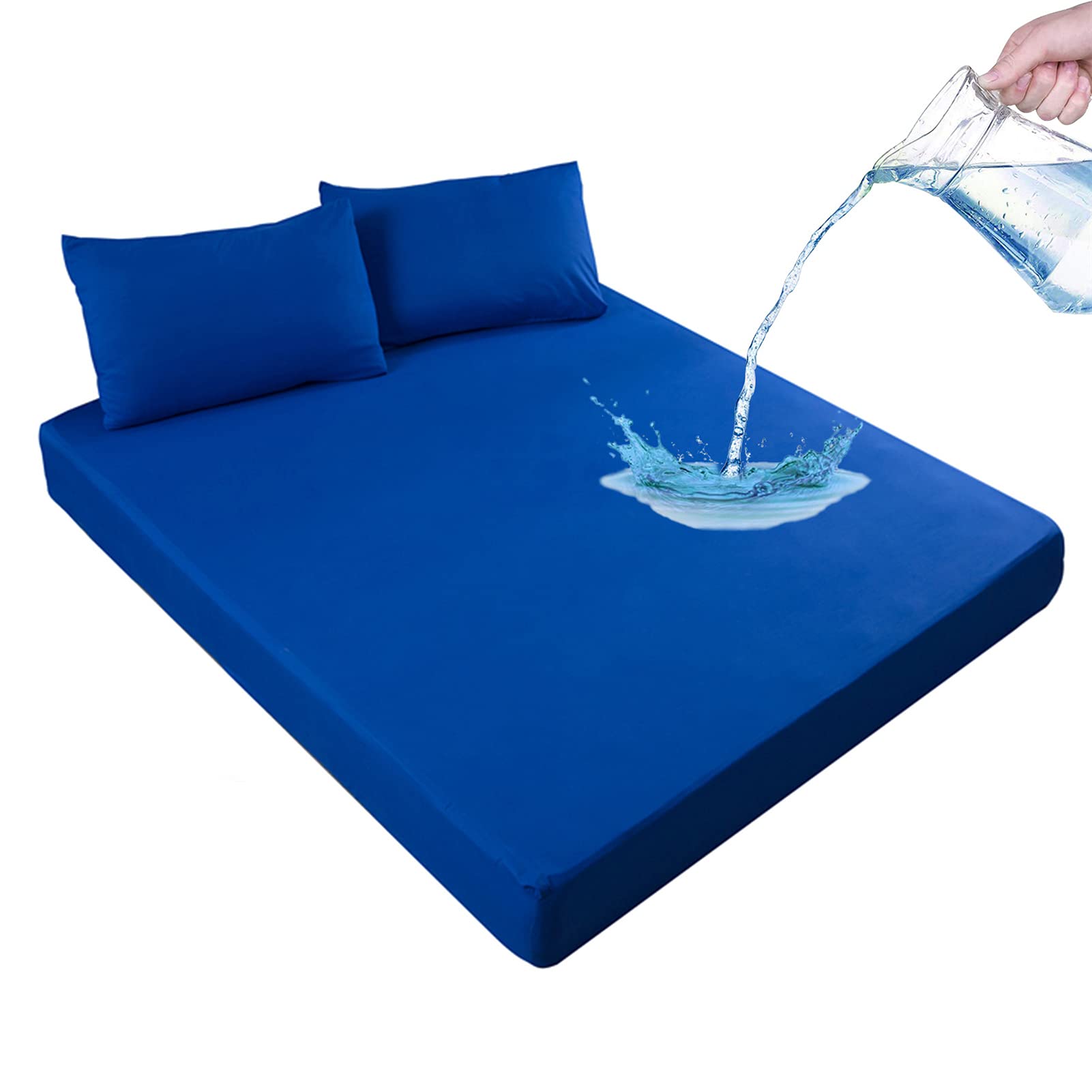 Coprimaterasso matrimoniale impermeabile Coprimaterasso traspirante ipoallergenico antiacaro (Grigio 180cmX200cmX30cm)