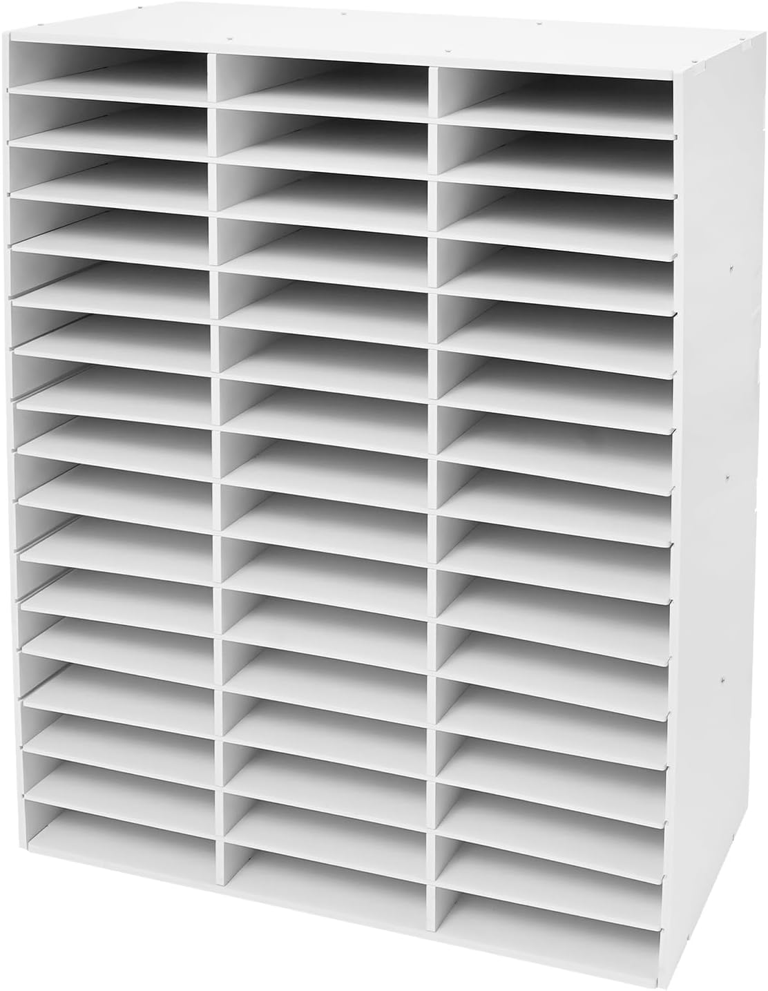 48 Compartment Literature Organizer, Adjustable Shelf Classroom Mailbox, Heavy Duty Mail Sorter & Mail Organizer Countertop for Classroom Office Home School (White)