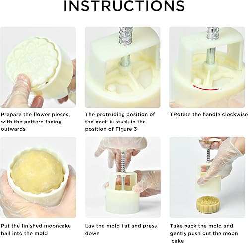 Miniatura 4 de Molde de pastel de luna tradicional chino de mediados de otoño, máquina de estampado de galletas, 18 piezas de 3.53 oz4.41 oz diferentes patrones de