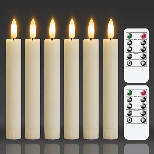 Miniatura 1 de Mavandes Velas LED cónicas de plástico de 6.4 pulgadas con control remoto y temporizador, velas parpadeantes sin llama de color marfil, paquete de 6