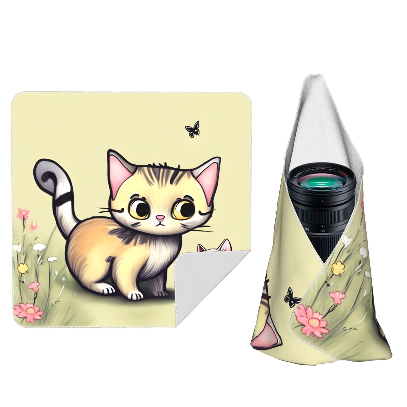 Zhaoyugoods Black Cat And Butterfly Camera Wrap Cloth