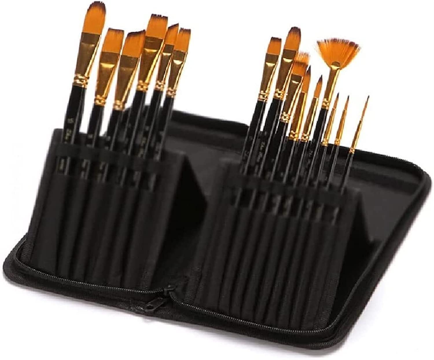 15 Pennello con Borsa di Tela Pennello for Pittura acrilica ad Acquerello Opere d'Arte Manico Lungo in Legno