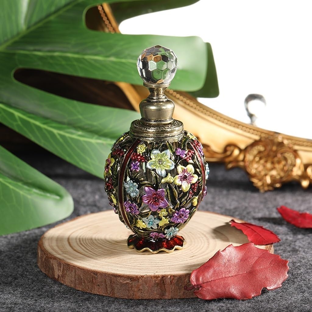 Parfümzerstäuber, Leere Parfümflasche, tragbar, Emaille-Glas, Öl, Bronze, 10 x 5 cm, 12 ml