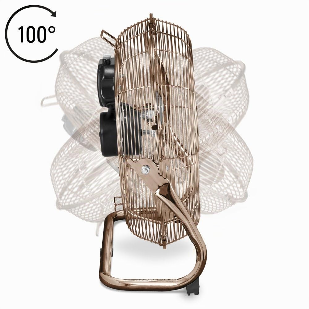 TROTEC Ventilatore da pavimento TVM 13-44 Watt, angolo di inclinazione 100°, 3 livelli, Ø 35 cm, supporto antiribaltamento, silenzioso, rame