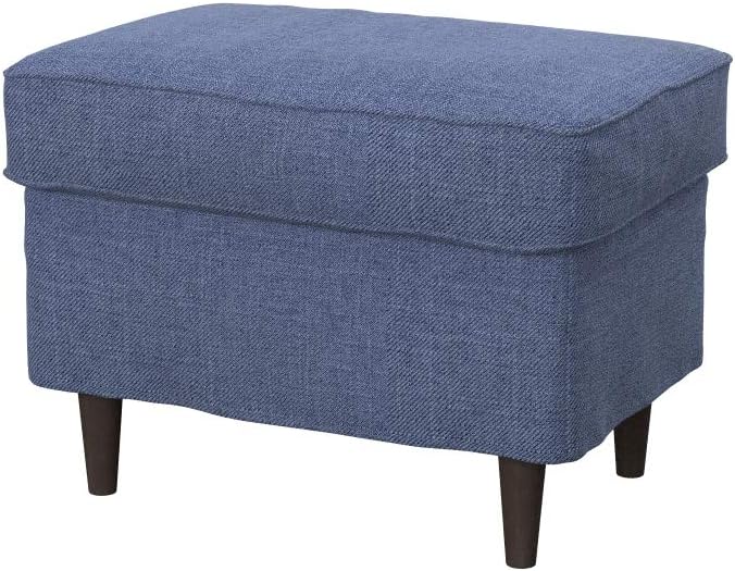 Soferia Replacement Compatible Cover for Strandmon Footstool, Fabric Naturel Blue