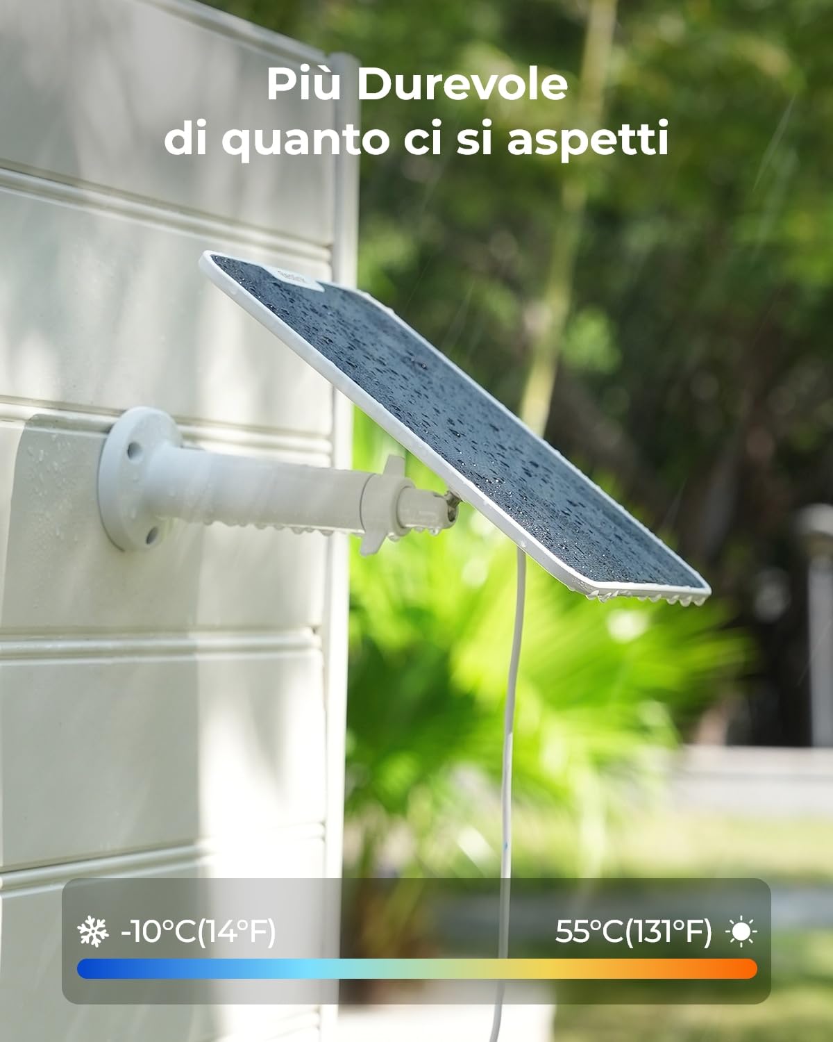 Reolink Pannello Solare(Bianco) per Telecamera Esterno Batteria Senza Fili | Argus Serie e Reolink Go/Go PT Serie, Energia Solare Continua, Impermeabilità, Montaggio Regolabile (con Cavo di 4 Metri)