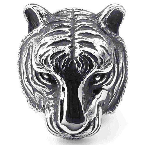 Bague acier inoxydable homme style tigre pour un bijou punk qui ne rouille jamais
