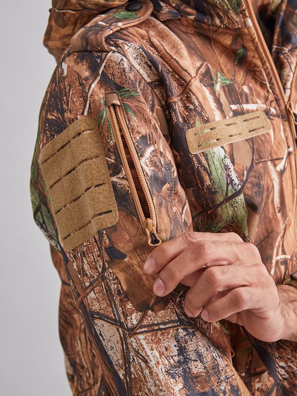 Image of MOUNTMILLER Men's 12 Zipper Softshell Hooded Tactical Jacket | Water-Repellent, Multi-Pocket, Abrasion-Resistant - Perfect for Outdoor Activities, Hiking, and Trekking