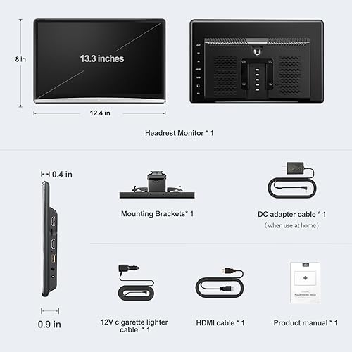 Miniatura 6 de Monitor de reposacabezas Android de 13.3 pulgadas para asiento trasero, sistema de entretenimiento para automóvil, conexión inalámbrica, enlace de