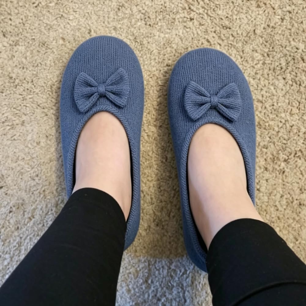Urbancolor Pantuflas de bailarina de espuma viscoelástica lavables para mujer, ligeras, de tela de rizo, diseño de tacón elástico