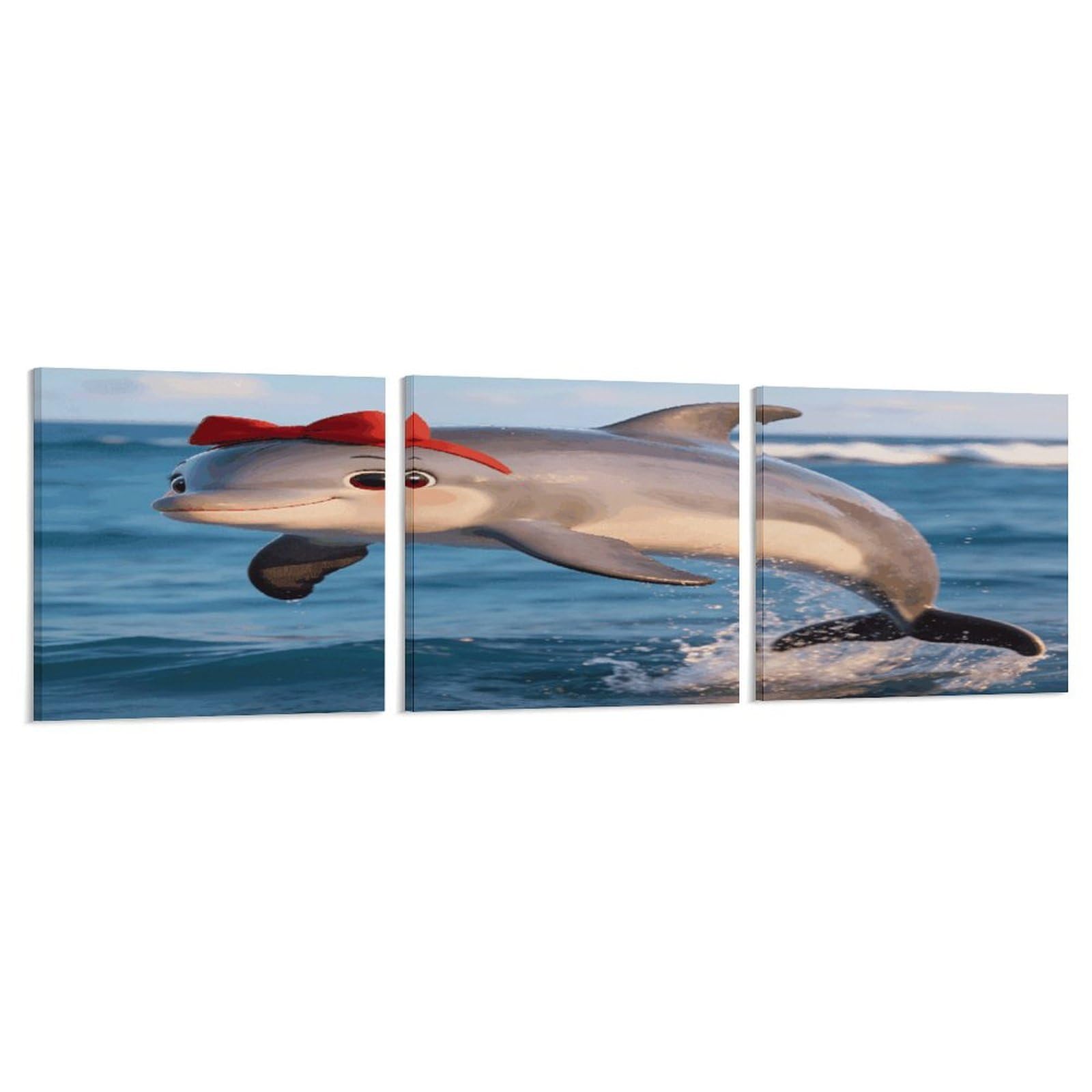 Khauerbc Style Set Of 3 Cute Dolphin Gift Wall Art，Paintings Artwork For Living Room, Hallway, Bedroom, Office Wall Decor For Living Room, Hallway, Bedroom, Office Paintings Artwork 8X8 Inch