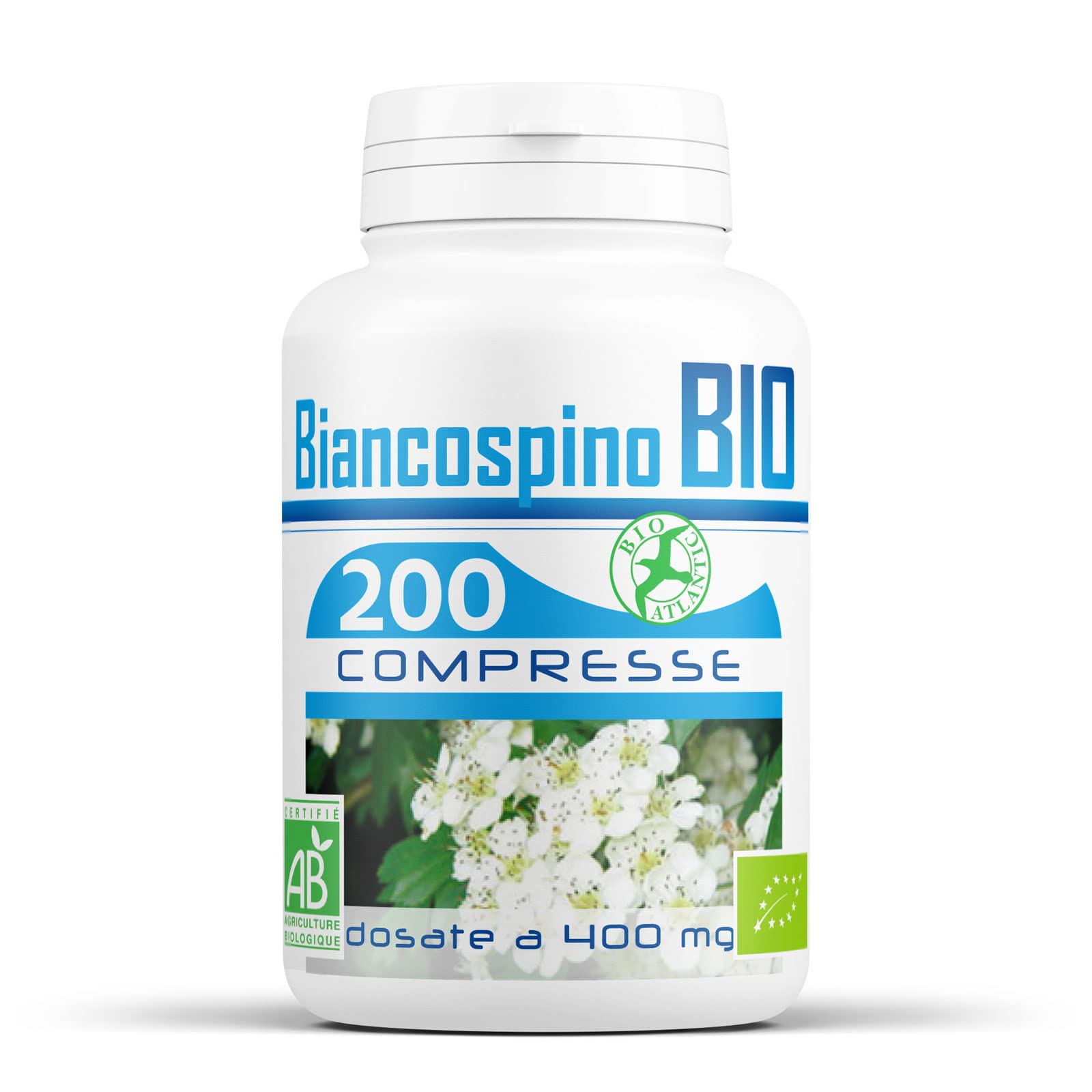 Biancospino Bio 400mg 200 compresse Ingredienti Polvere di Biancospino sommità