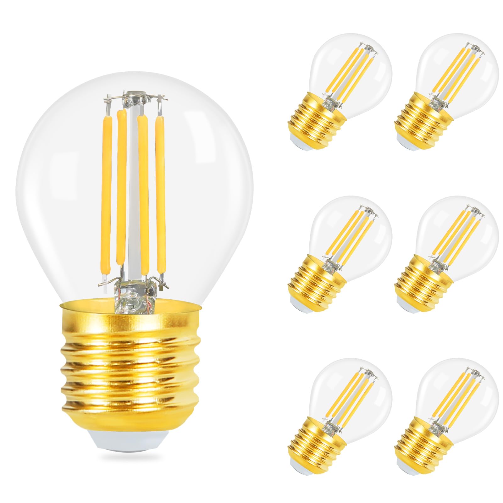 GBLY LED Glühbirne E27 Lampe: 6 stück Vintage Edison Glühlampe Warmweiß Retro Birne G45 2700K Bulbs 4W Filament Leuchtmittel Hochwertiges Glas Energiesparlampe für Hotel Café Haus Bar