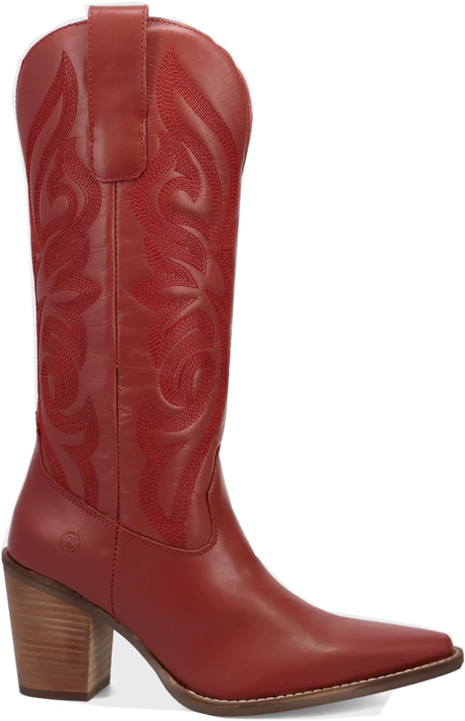 Dingo Womens Hensley Embroidered Snip Toe Pull On Dress Boots Mid Calf Mid Heel 2-3" - Black